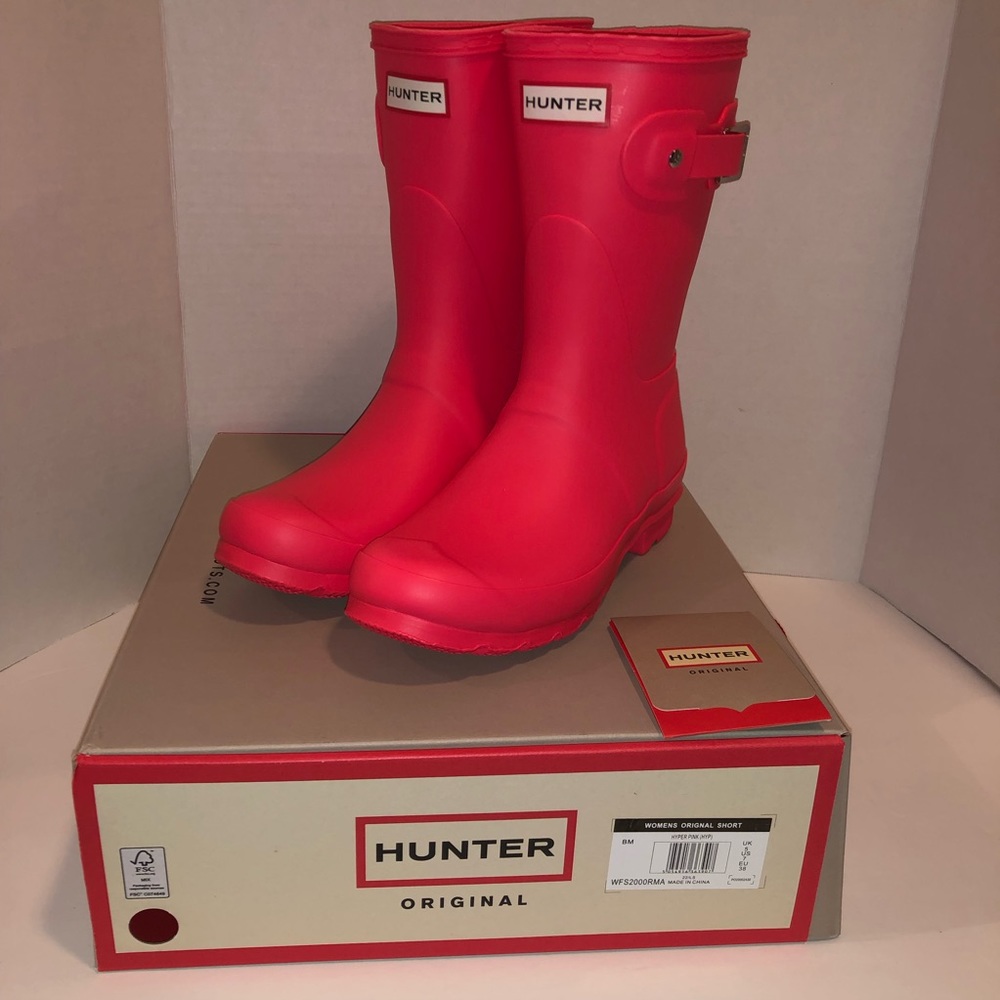 NWB Hunter Original Short Hyper Pink Rainboots